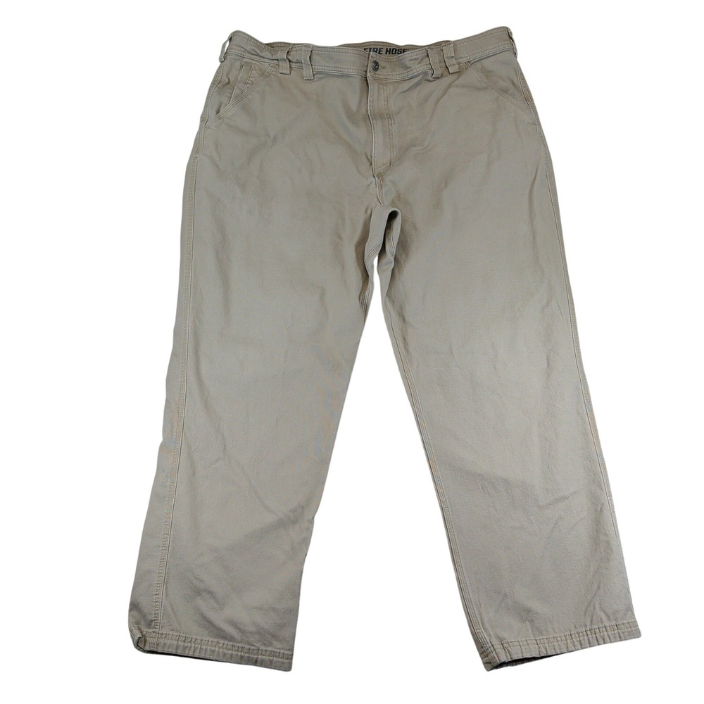 Duluth Trading Co Flex Fire Hose Relaxed Fit Khaki Work Pants Mens 44x30 45704